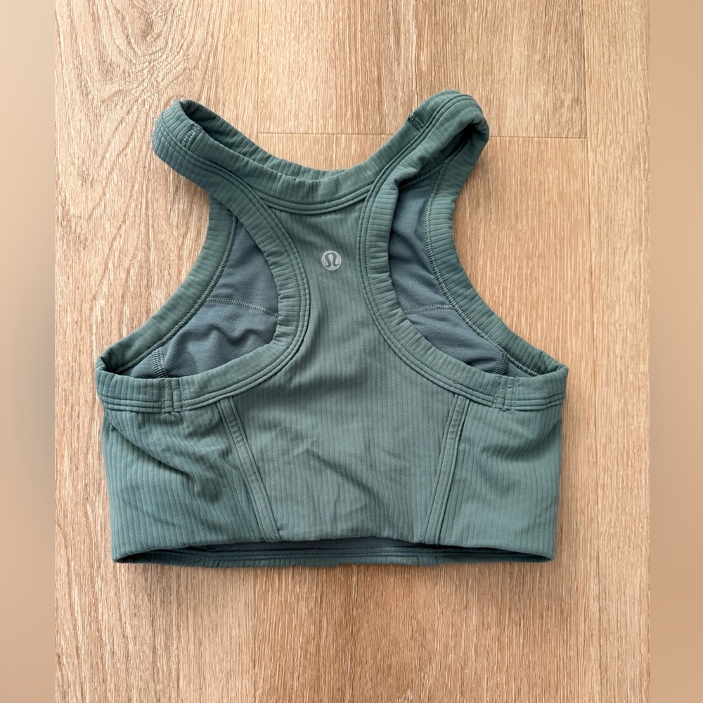 Lululemon Ribbed‎ Nulu High-Neck Yoga Bra Tidewater Teal 4 Excellent Condition - Picture 3 of 4